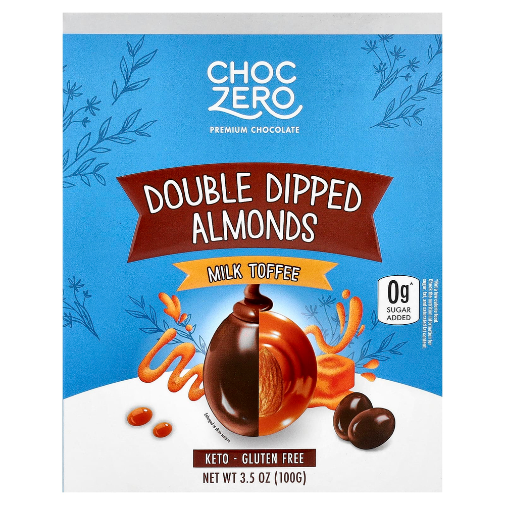 ChocZero, Премиальный шоколад, миндаль в двойном погружении, молочный ирис, 100 г (3,5 унции)