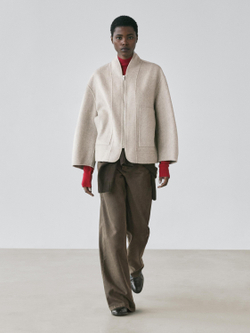 Massimo Dutti Пальто из смесовой шерсти с застежкой-молнией, жемчужно-серый