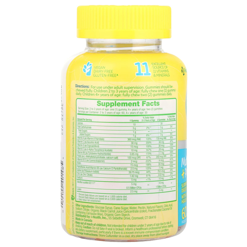 Culturelle, Детские пробиотики, мультивитамины и пробиотики, персик-апельсин и ягодное ассорти, 60 жевательных таблеток