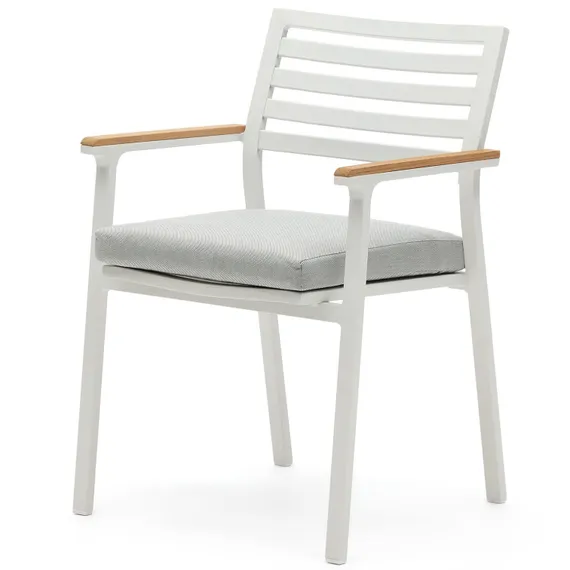 Bona Уличный стул из алюминия в белой отделке и массива тикового дерева