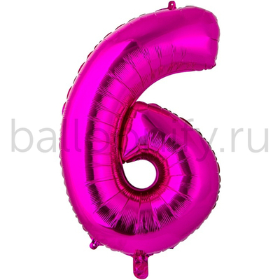 Шар ЦИФРА 6 Fuchsia 26" 66 см