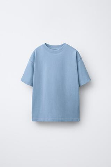 ZARA БАЗОВАЯ ОДНОТОННАЯ ФУТБОЛКА, СИНИЙ