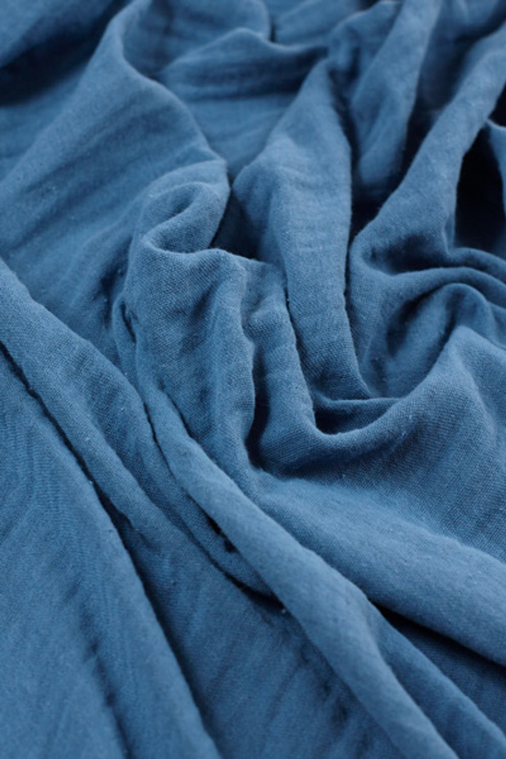 Ткань Муслин двухслойный, 125 гр/м2, 100% хлопок, ш. 145 см, синий