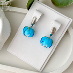 LEFIREL' Серьги серебряные женские "Нимфея" с цветами из муранского стекла / ювелирные украшения из родированного серебра 925