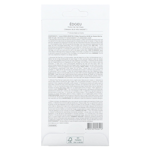 Edgeu, Гелевые обертывания для ногтей Perfect, ENA 444, магнит с синим отверстием, набор из 19 предметов