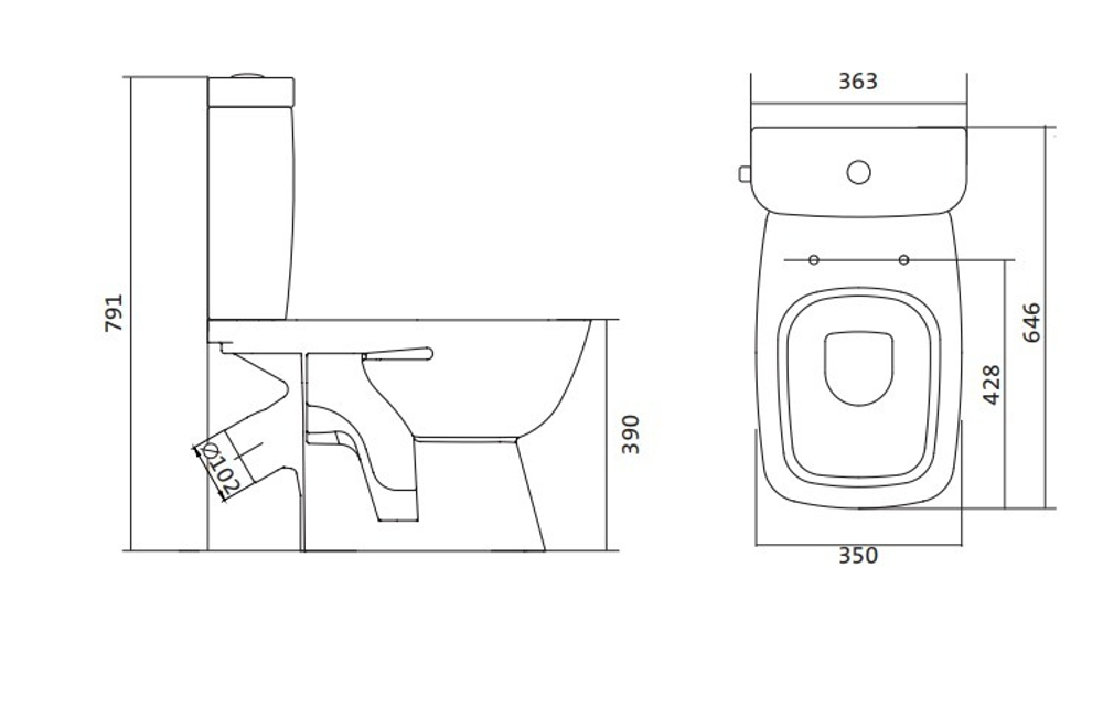 Унитаз напольный безободковый Santek Нео с крышкой SoftClose 1WH302418 схема