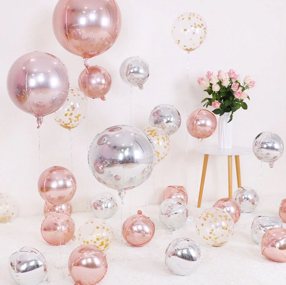 Шар (18''/46 см) Сфера 3D, Розовое Золото, 1 шт.