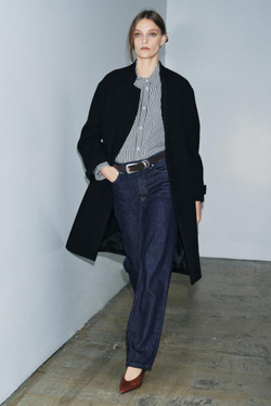 ZARA ПАЛЬТО ИЗ СМЕСОВОЙ ШЕРСТИ — ZW COLLECTION, МОРСКОЙ ТЕМНО-СИНИЙ