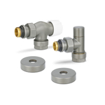 Комплект радиаторных клапанов осевой Varmega VMDV12 серый - 3/4" x 1/2" (НР/НР-американка, PN10, Tmax 110°C, O-ring)