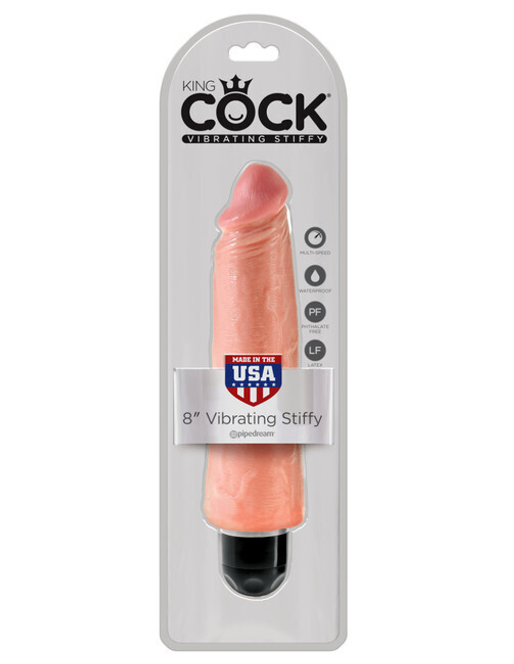 Реалистичный телесный фаллос с вибрацией King Cock 8" VIbrating Stiffy (Цвет: телесный)