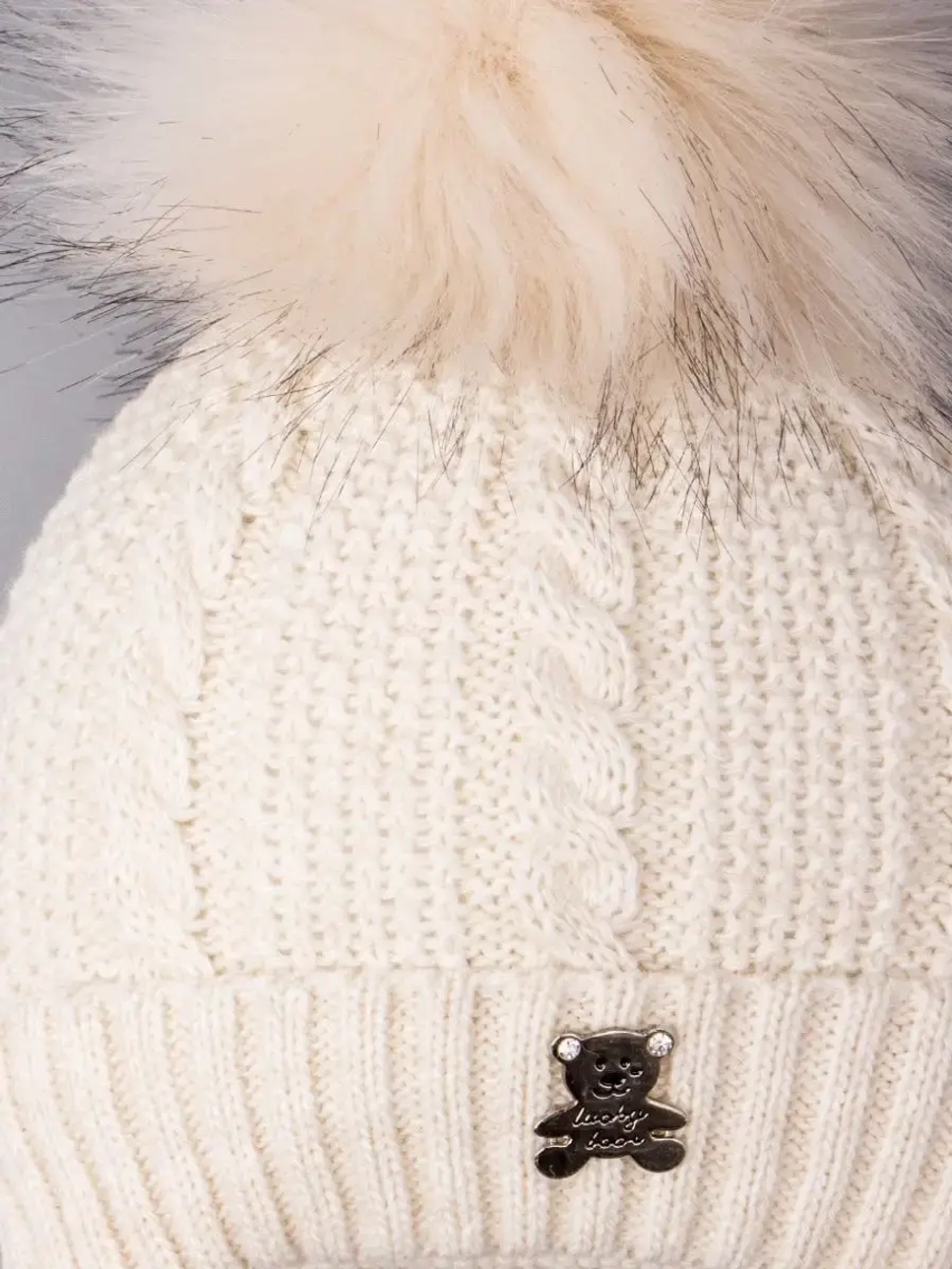 Шапка зимняя вязаная с помпоном для детей