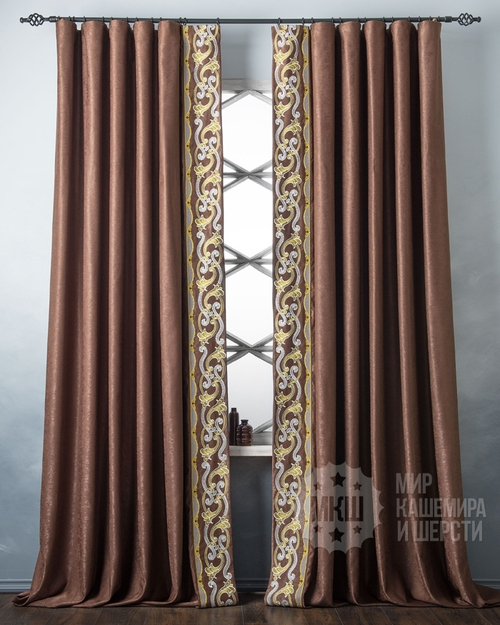 Готовые шторы с вышивкой ВАЛЛЕРИ (арт. BL01-248-05) - (200х270)х2 см. - коричневые