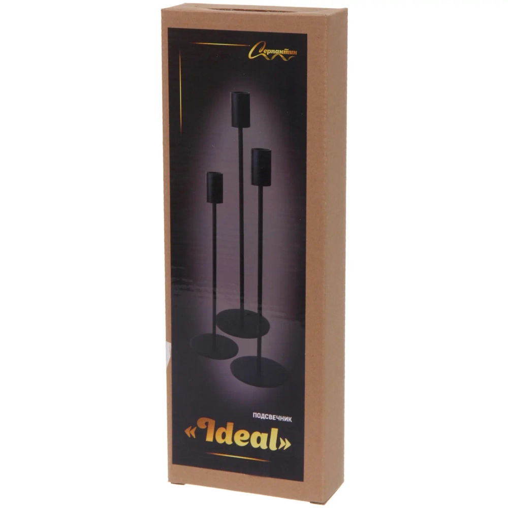 Подсвечники «IDEAL» 22 /27/32 см (набор 3 шт), Черный