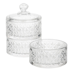 Набор из 3х конфетниц с крышкой тм MILLIMI, 10,5*20,5см, 320мл, стекло