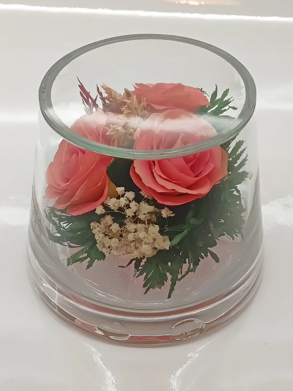 натуральные розы в стекле, вакуум