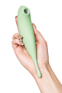 Точечный вибратор с вакуумной стимуляцией Satisfyer Twirling Pro Connect App, силикон, мятный, 20 см