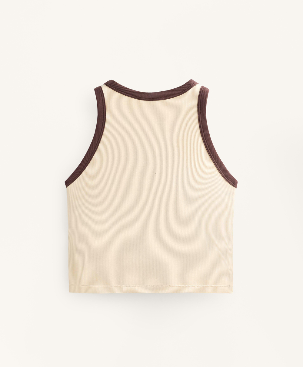 Oysho Удлиненный Tank top в рубчик из смесового модала, ванильный