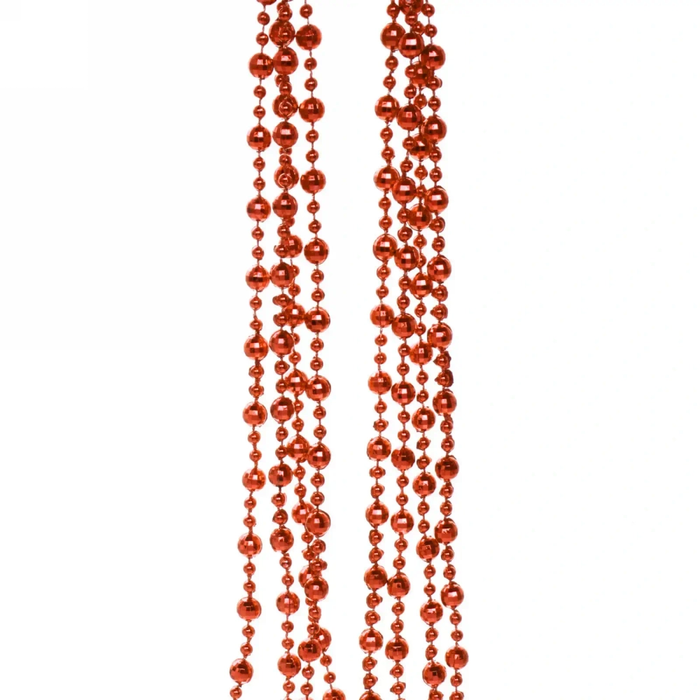 Бусы на елку 2,5м «Шарик Дискобол» d-5мм, Красный