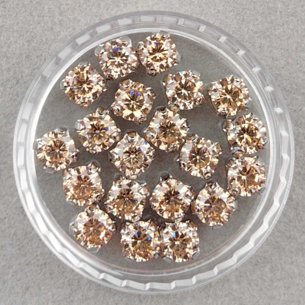 Фианиты шатоны в оправах, Champagne/Rhodium