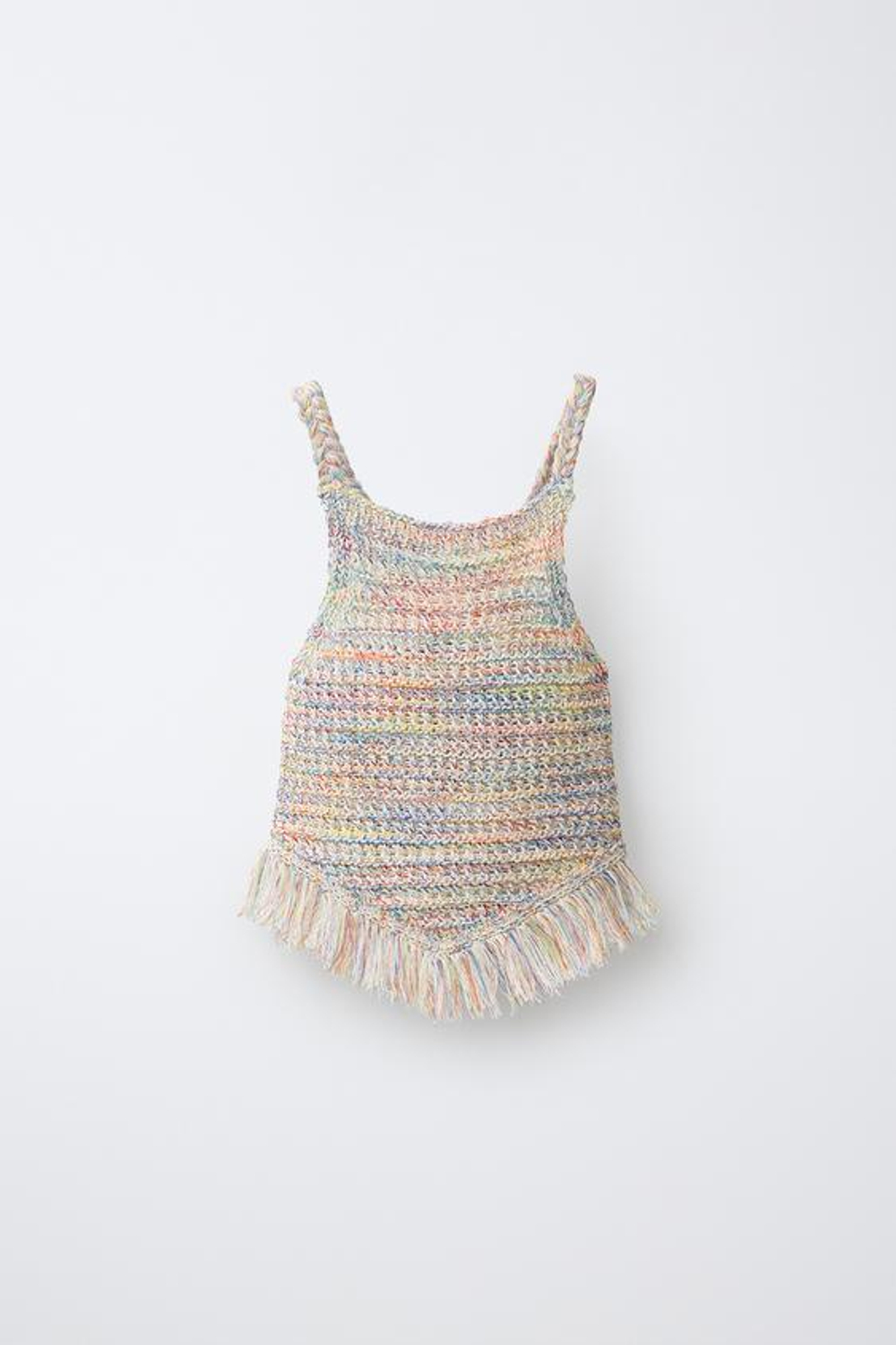 ZARA ТРИКОТАЖНЫЙ ТОП С БАХРОМОЙ, РАЗНОЦВЕТНЫЙ