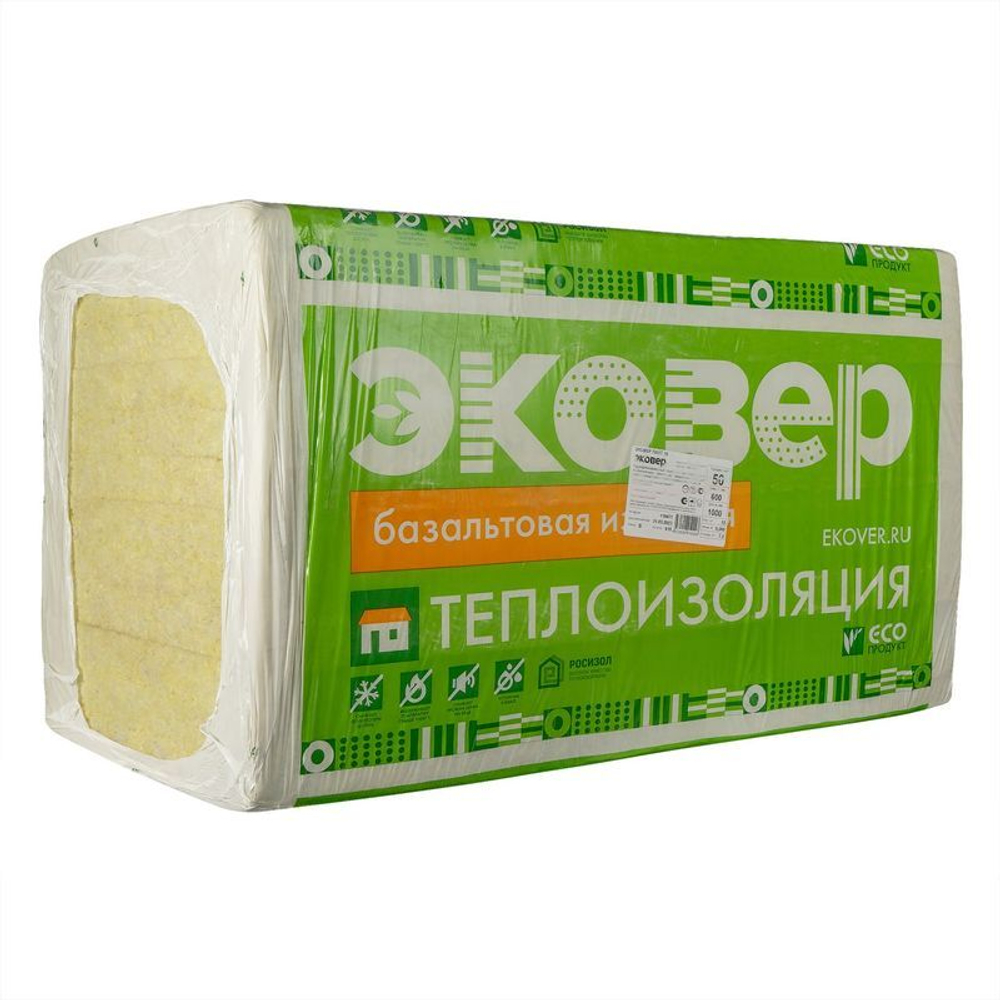 Утеплитель 1000x600x50мм Эковер Стандарт 50кгм³ 7,2м²