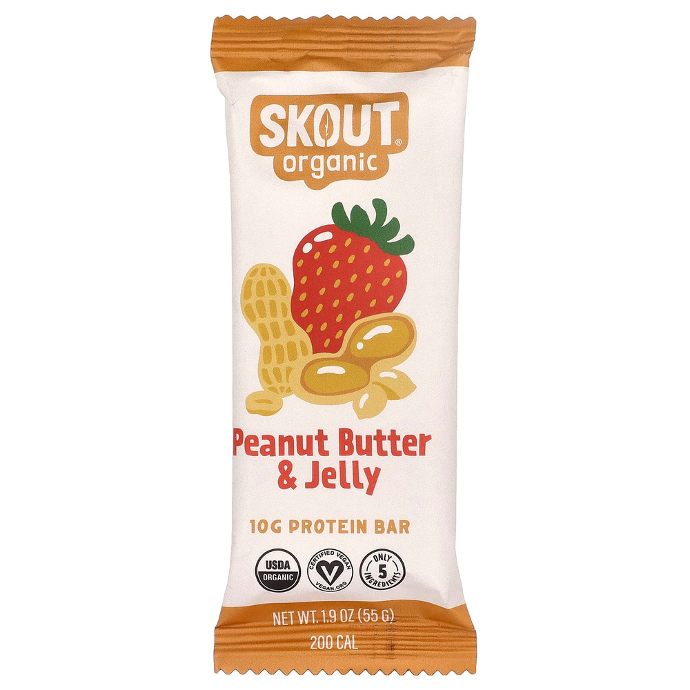 Skout Organic, протеиновый батончик, арахисовая паста и джем, 12 батончиков по 55 г (1,9 унции)