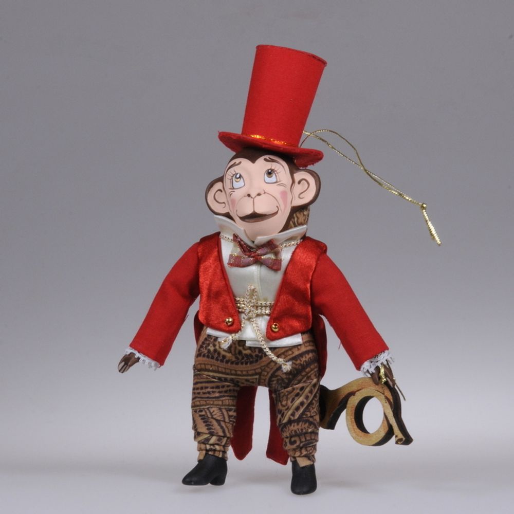 Ёлочная игрушка Обезьяна в цилиндре