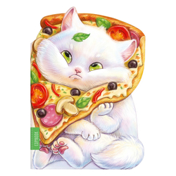 Тетрадь 40л арт. 62330/ЗАДУМЧИВЫЙ ГУРМАН /180х255 мм, фигурная вырубка, мягкий переплёт (2 скобы). Обложка - мелованный картон 190 г/м², вн.блок - белый офсет, точка/