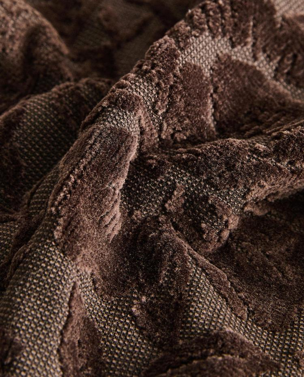 ZARA HOME ЖАККАРДОВОЕ ПОЛОТЕНЦЕ (НАБОР ИЗ 3 ШТ), ШОКОЛАДНО-КОРИЧНЕВЫЙ