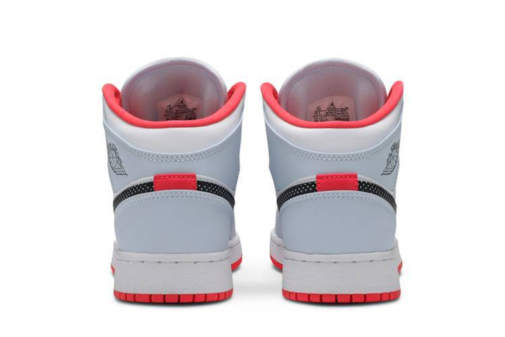 Кроссовки Jordan Air Jordan 1 Mid Half Blue Polka Dot Swoosh GS (Подростковая размерная сетка)