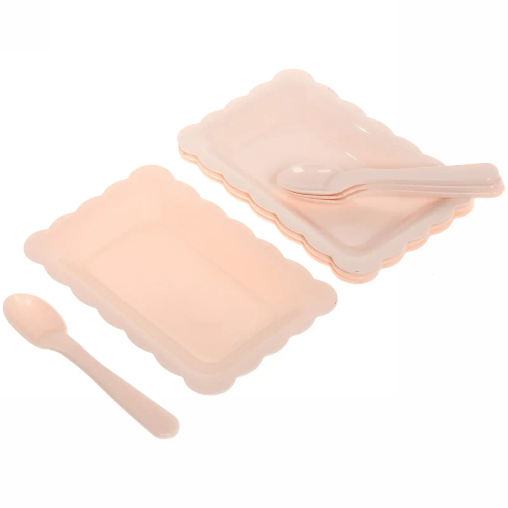 Набор для пикника 8предметов «Ваниль» (4тарелки 19*12,5см+4ложки)