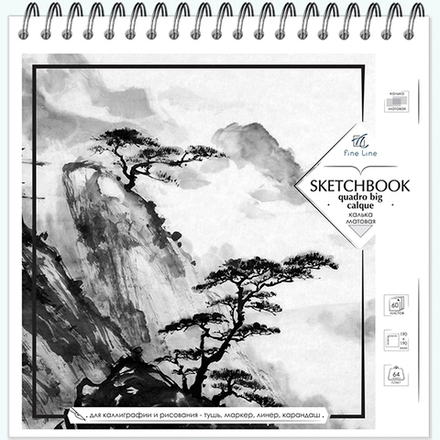 Блокнот-скетчбук QUADRO BIG CALQUE 60 листов на металлическом гребне