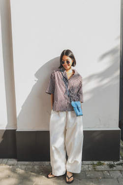 Брюки-бананы из джинсы Айвори