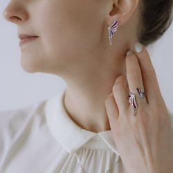серьги из серебра 925. Техника витражная эмаль.