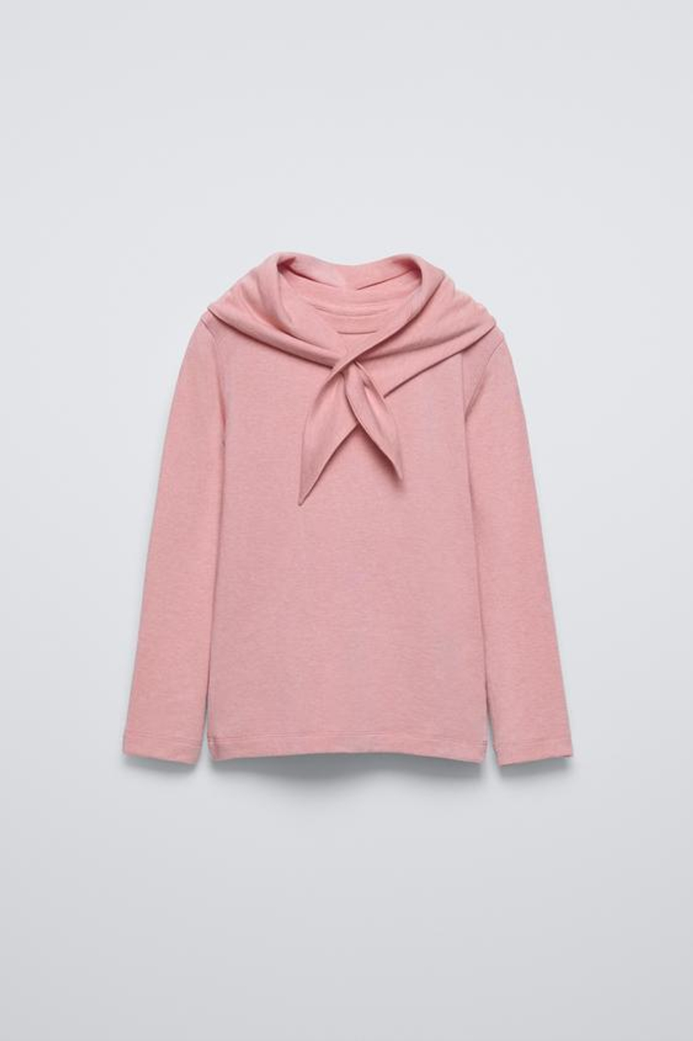 ZARA ЛОНГСЛИВ ИЗ СМЕСОВОЙ ШЕРСТИ С ШАРФОМ, РОЗОВЫЙ