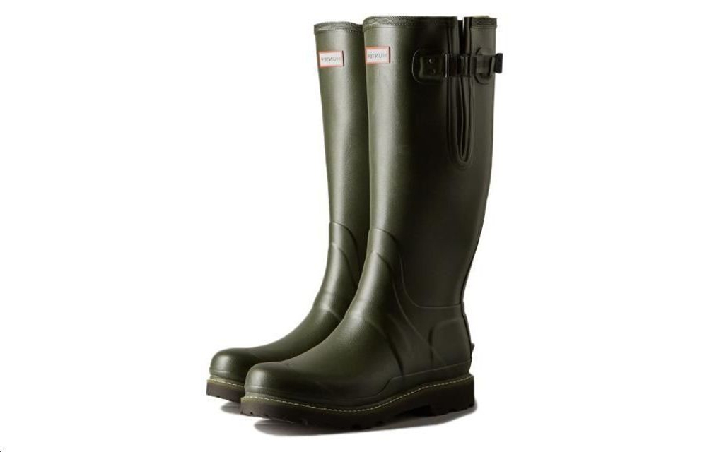 HUNTER Thermal Waterproof Abrasion Resistant Cushioning Rain Boots Men"s Dark Green