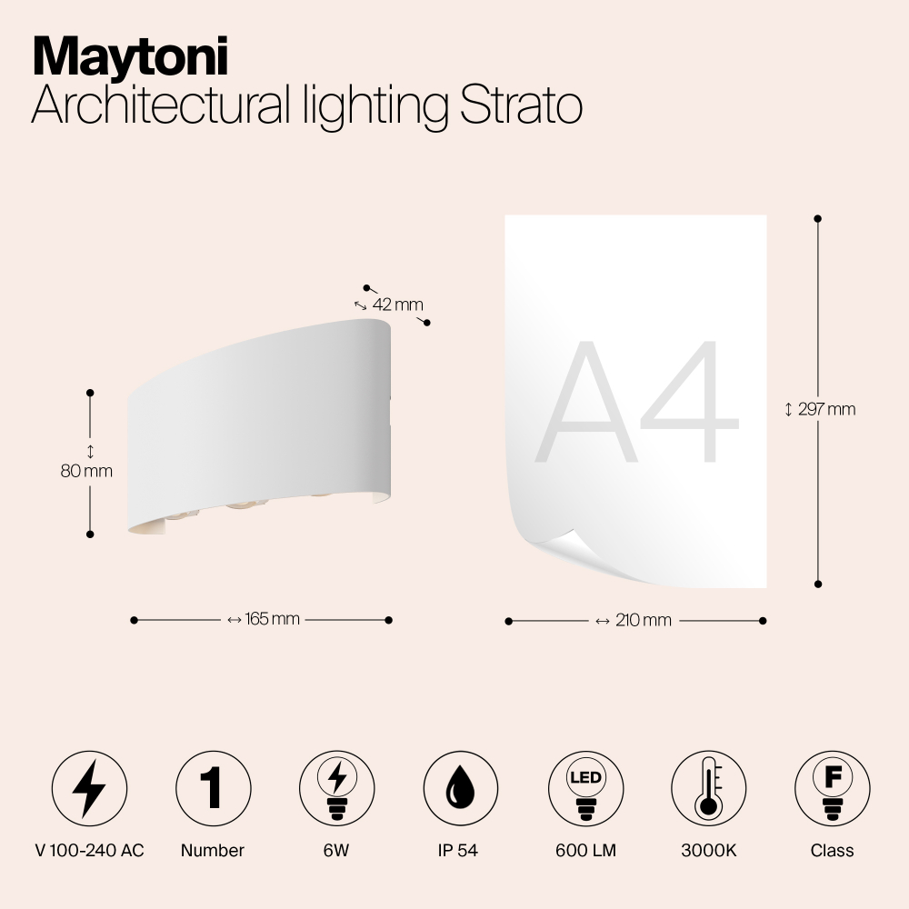 Уличный настенный светодиодный светильник Maytoni Strato O417WL-L6W3K