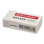 Ластик BRAUBERG "Simple", 38х20х10 мм, белый, прямоугольный, картонный держатель, 228073