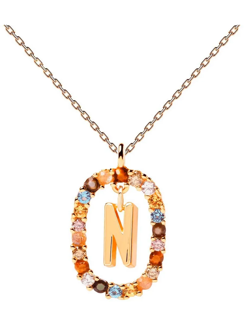 Колье Буква N серебро 925 пробы покрытое золотом