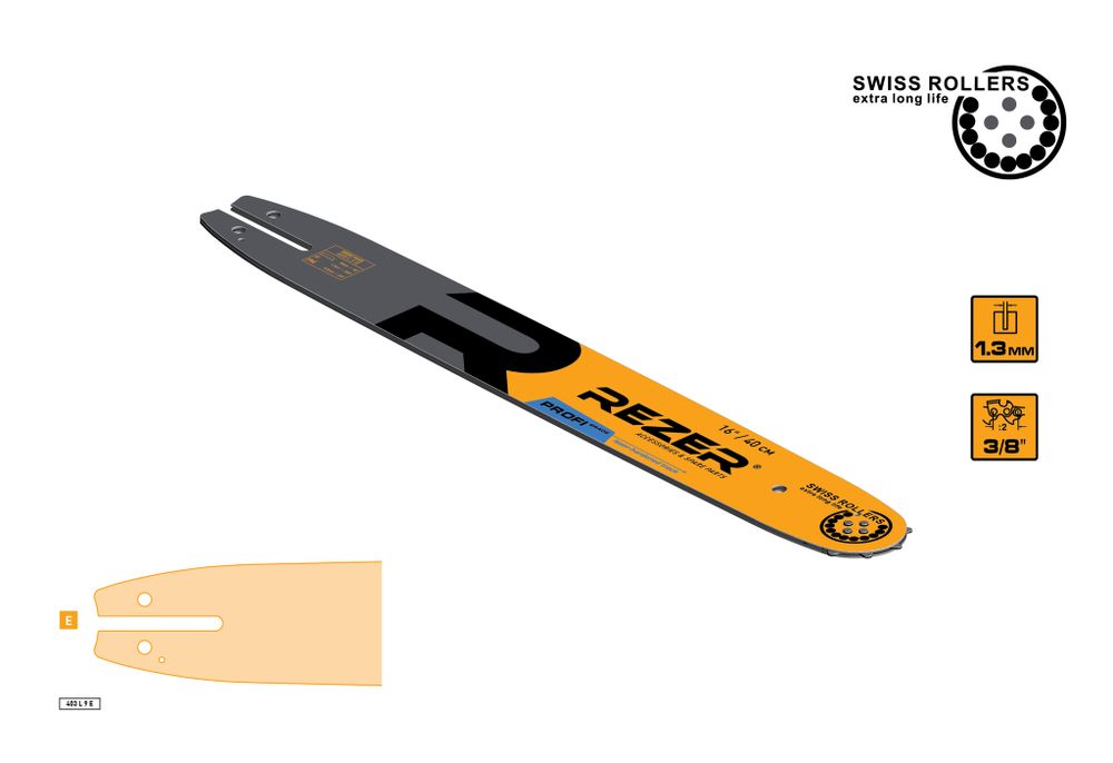 Rezer Profi 403 L 9 E Сварная многослойная направляющая шина для цепных пил