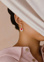 Серьги-трансформеры  «Хати» с алой ювелирной эмалью