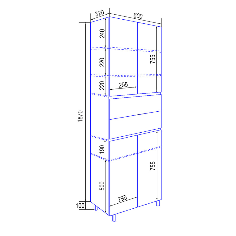 Пенал Azario Эстима 60 600х320х1970 напольный, белый глянцевый (CS00094564)