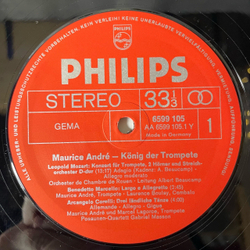 Винтажная виниловая пластинка LP Maurice Andre, Альбинони, Персел, Вивильди, Корелли, Гендель, Konig Der Trompete (Германия 1975)