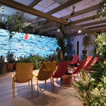 Лаунж-кресло пластиковое с подушкой, Nardi Net Lounge, горчичный, серый