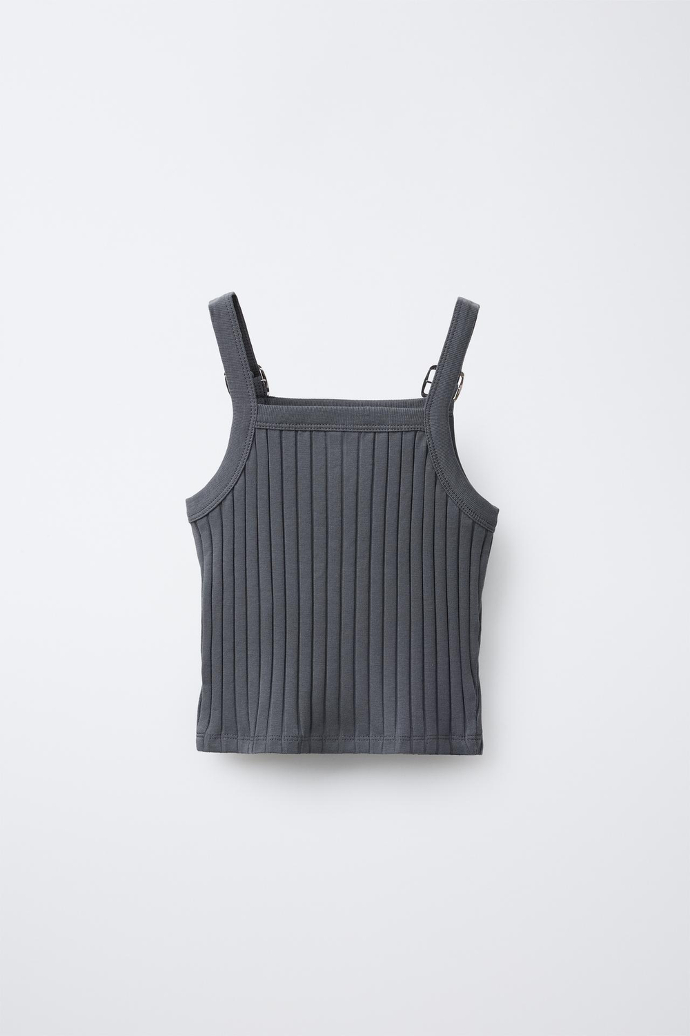ZARA ТОП В РУБЧИК С БРЕТЕЛЯМИ И ПРЯЖКАМИ, АНТРАЦИТОВО-СЕРЫЙ