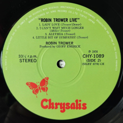 Винтажная виниловая пластинка LP Robin Trower Robin Trower Live (Japan 1976) (No Obi) Rock Me Baby