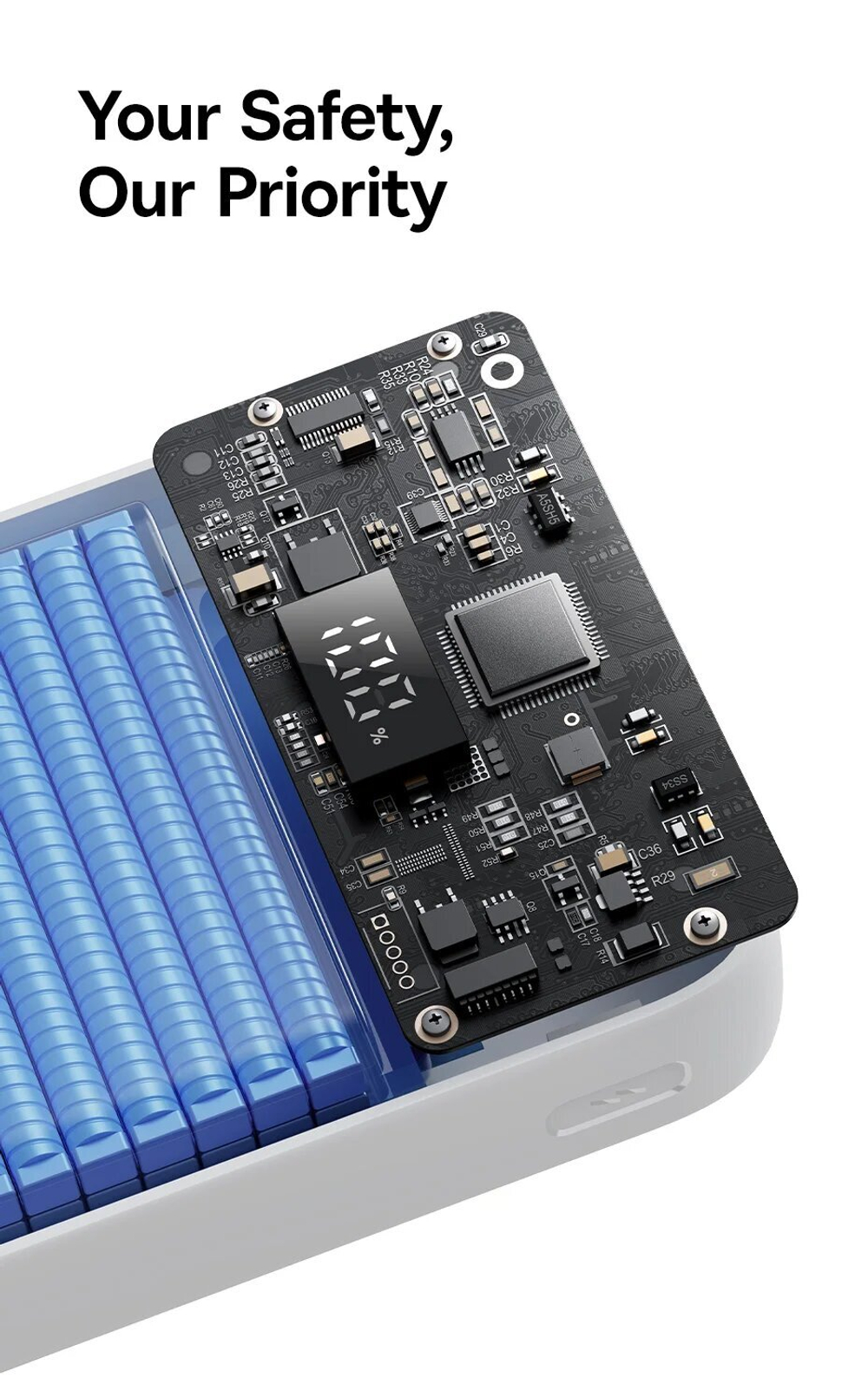 Портативный аккумулятор Baseus, 20000mAh, с цифровым дисплеем, черный