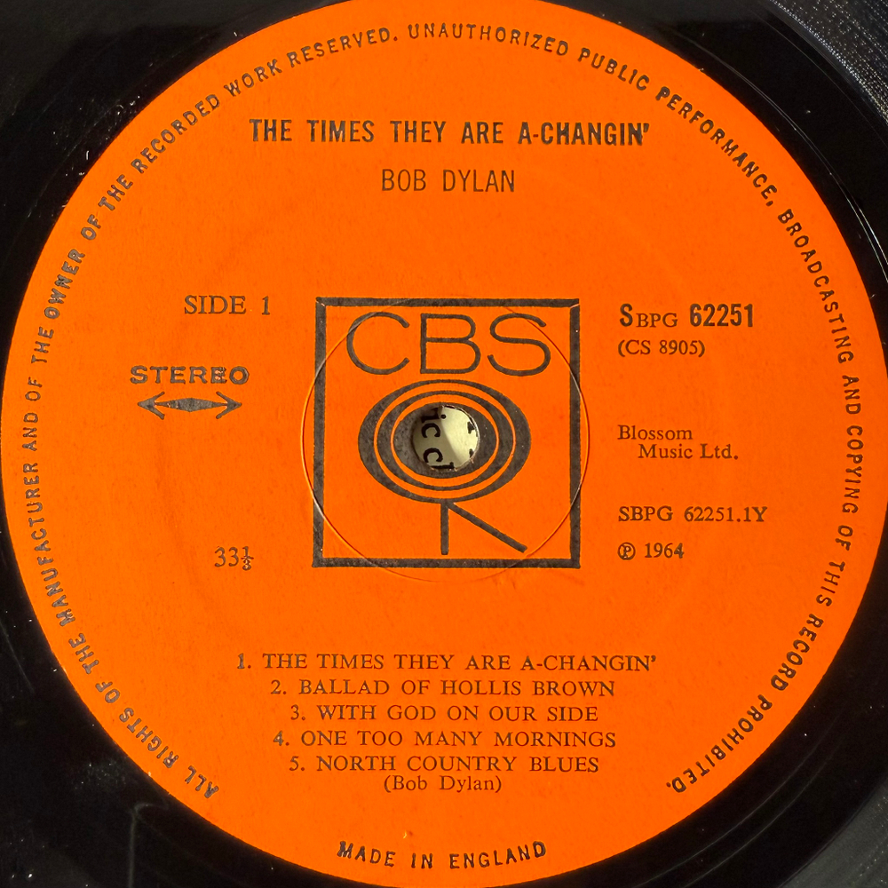 Bob Dylan ‎– The Times They Are A-Changin (Англия 1967г.)