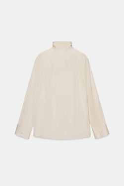 ZARA СВОБОДНАЯ РУБАШКА ИЗ АТЛАСА — ZW COLLECTION, ЭКРЮ