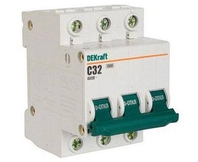 Автоматический выключатель Dekraft BA-101 (11078DEK) 3P 16А тип С 4,5 кА 230-400 В на DIN-рейку